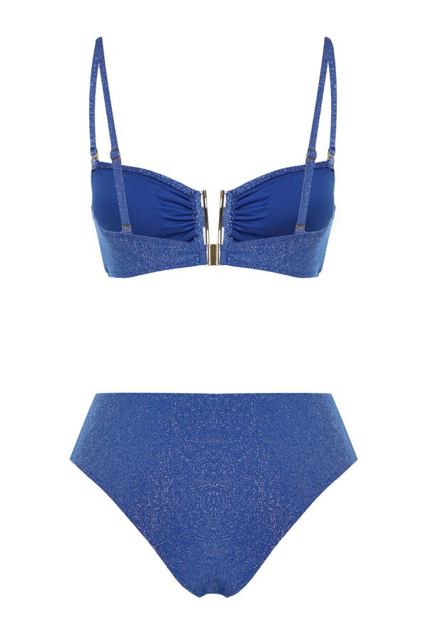 Trendyol Conjunto de biqu&iacute;ni bandeau de alto brilho azul