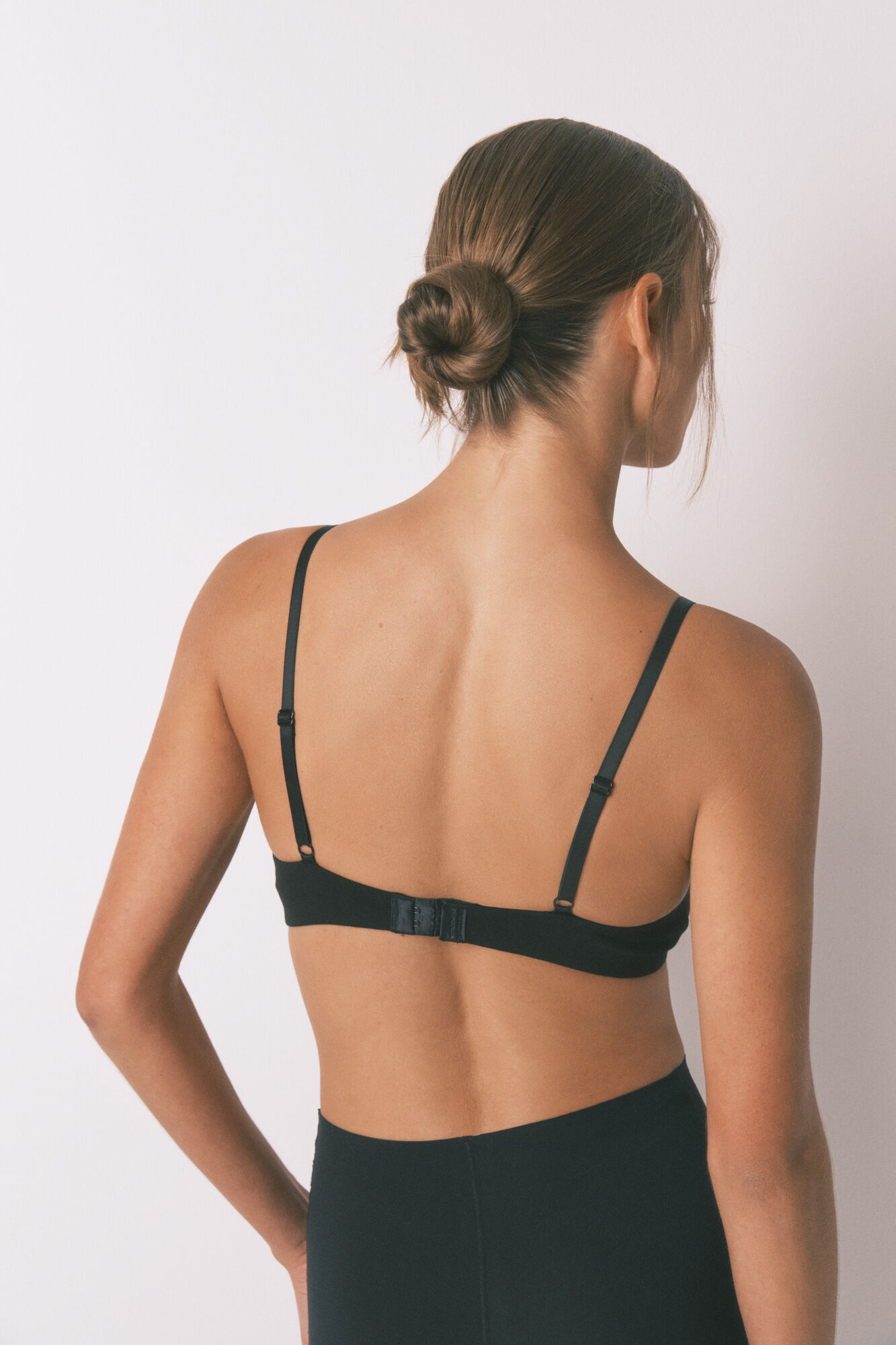 Women'secret Soutien triangular de algod&atilde;o preto