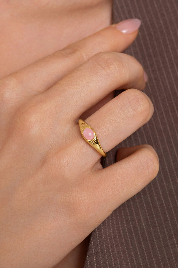 Singularu Olivia Rose Quartz gold-plated silver ring estampado
