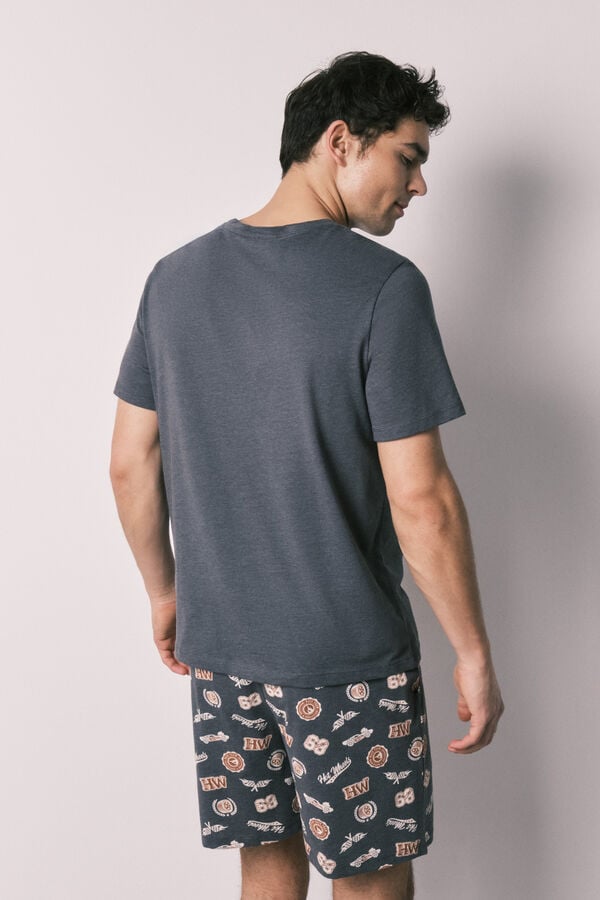 Women'secret Pijama curto de homem em algod&atilde;o Hotwheels cinzento