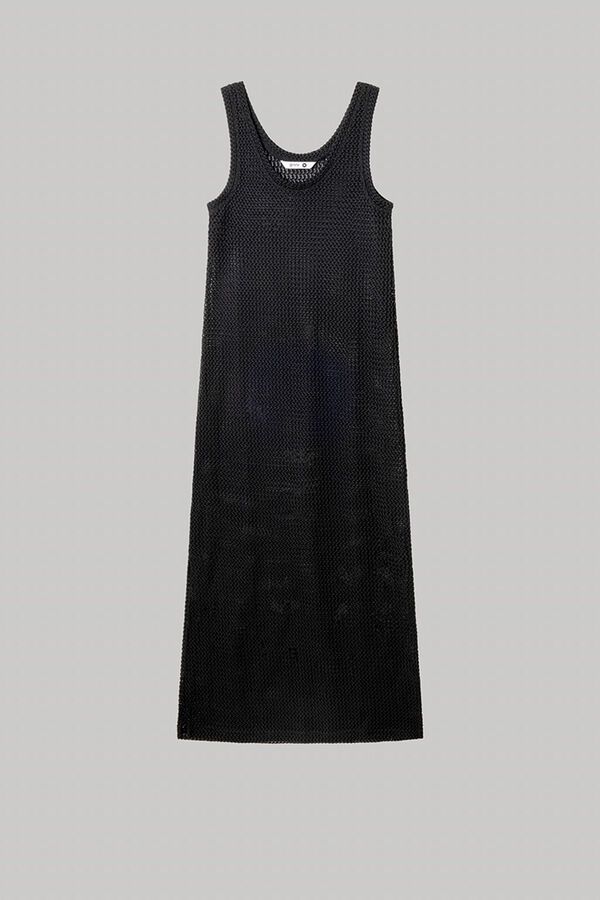 Gisela Vestido longo preto de crochet preto