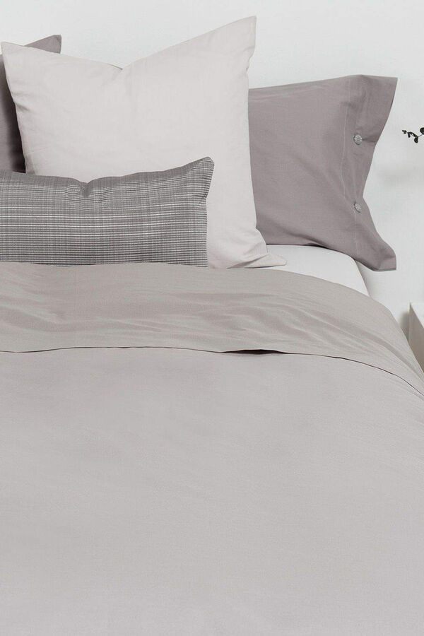 Textura Lençol algodão percal. Cama 80-90 cm. cinzento