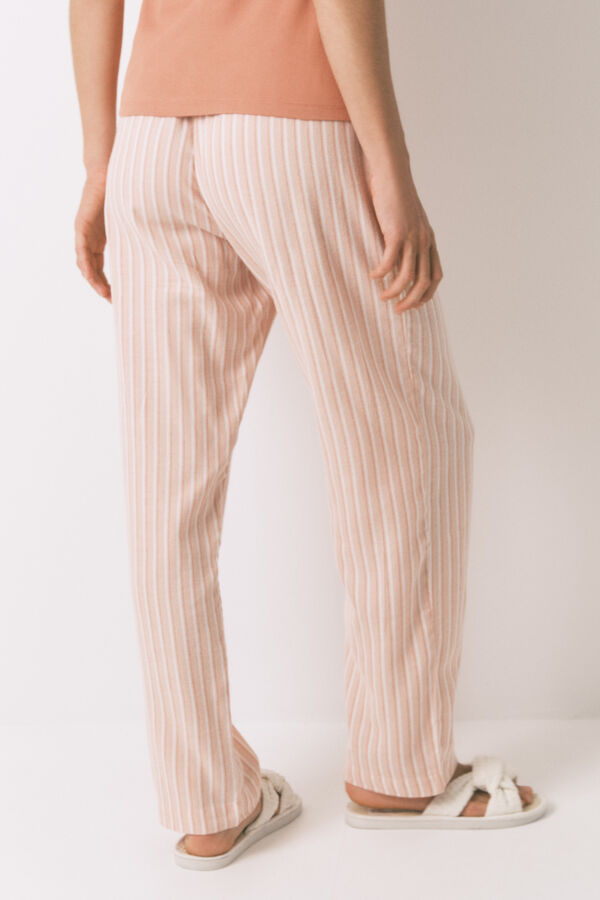 Women'secret Calça comprida de calça riscas laranja vermelho