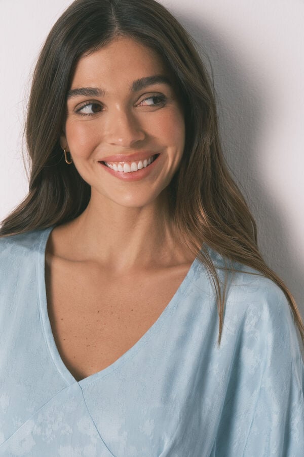 Women'secret Camisa de dormir comprida decote franzido verde