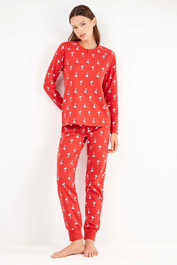 Conjunto pijama en punto interlock micro estampado Snoopy