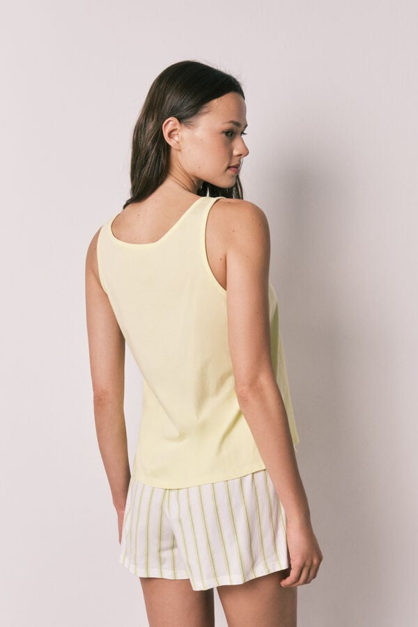 Women'secret Pijama curto de al&ccedil;as Stitch amarelo estampado