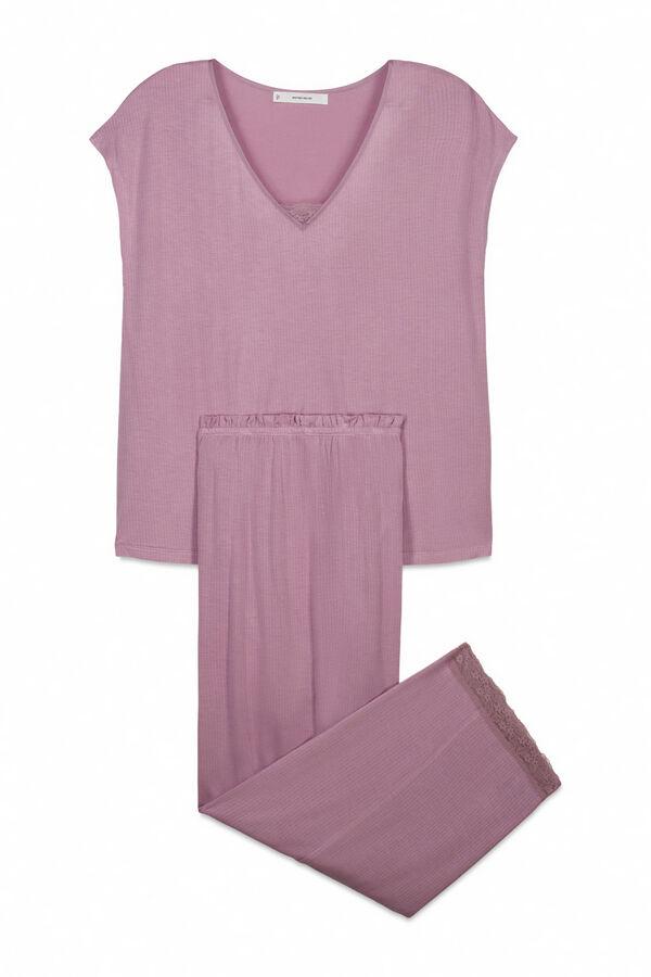 Women'secret Pijama Capri toque suave em viscose rosa rosa