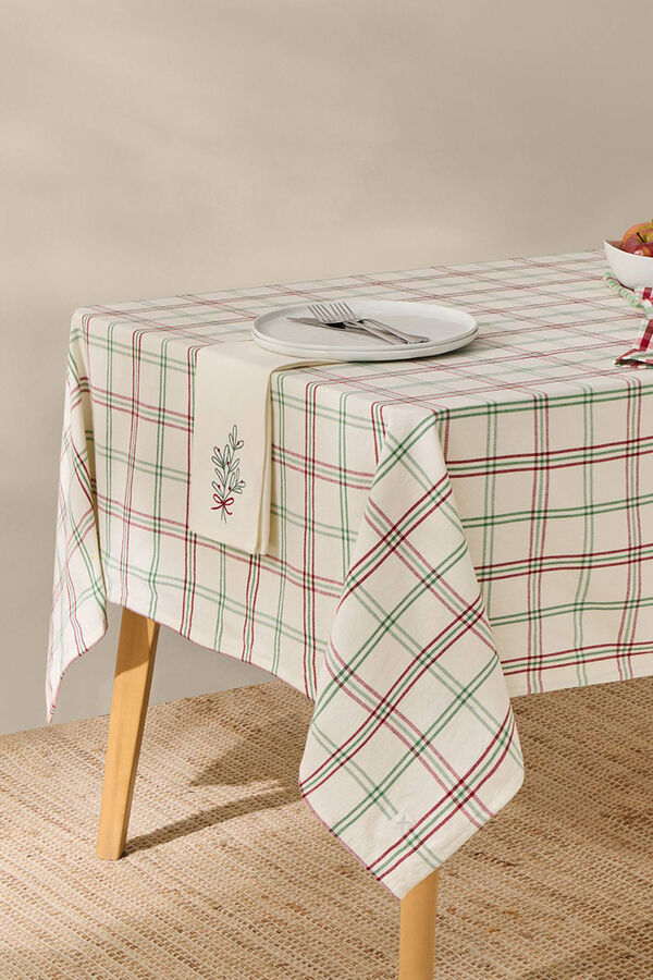 Textura Toalha de mesa de algodão xadrez vermelho