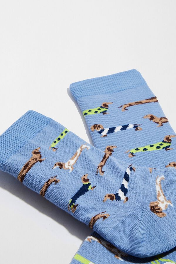 Besocks Meias curtas Snoopy em algod&atilde;o org&acirc;nico azul