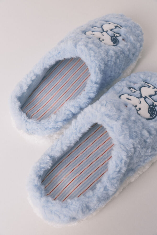 Women'secret Chinelos de quarto fechados em pelo Snoopy azul
