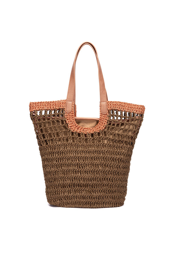 Abbacino  Cesto de r&aacute;fia castanho castanho