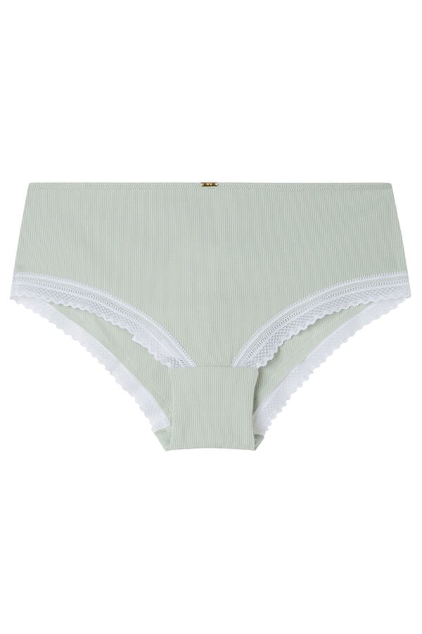 Women'secret Braga boxer algodón canalé encaje verde verde