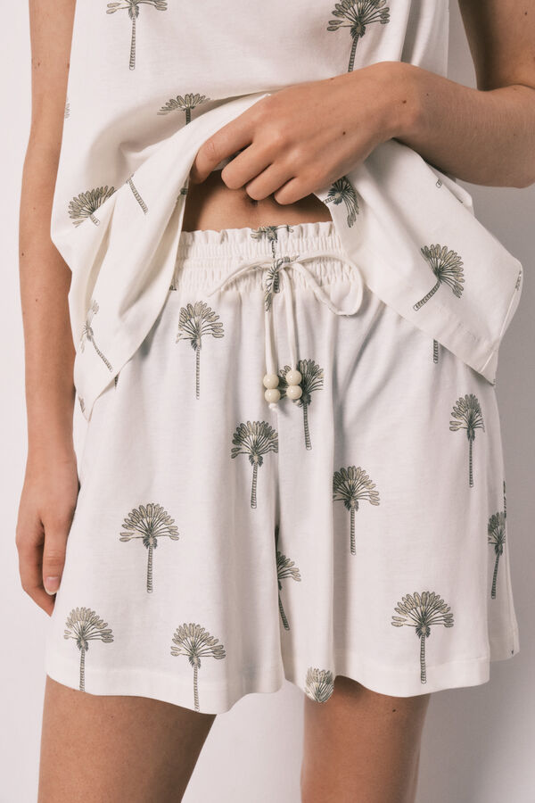 Women'secret Pijama curto de al&ccedil;as em algod&atilde;o branco
