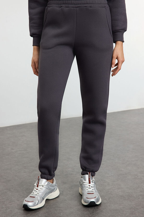 Trendyol Agasalho de corrida de polar grossa com gola alta e fecho-&eacute;clair cinzento