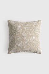 Textura Marine embroidered cotton cushion cover brown