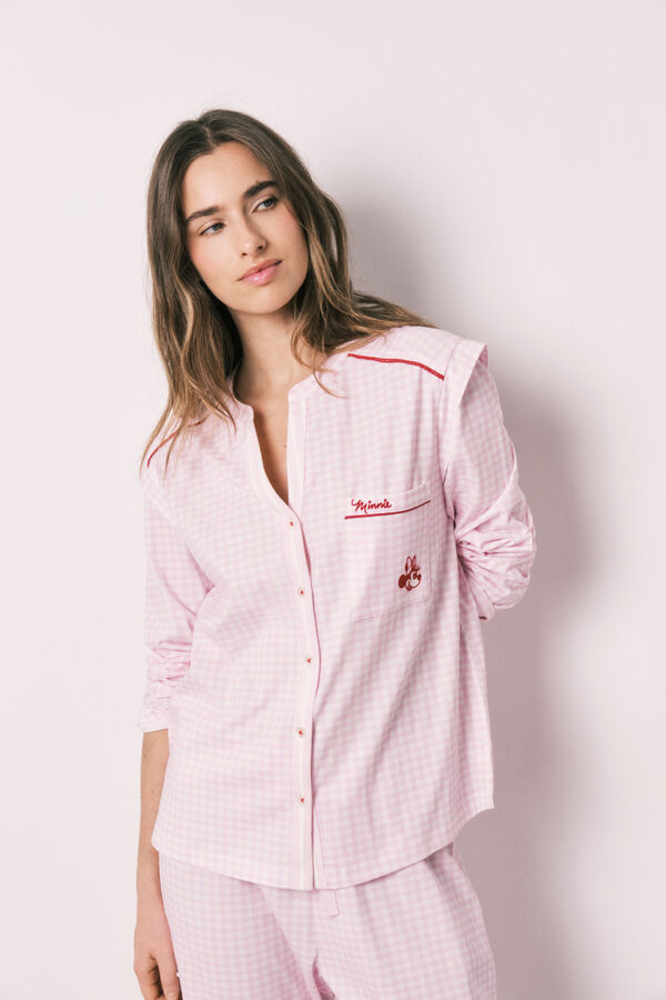 Women'secret Pijama comprido gola mao em algod&atilde;o rosa