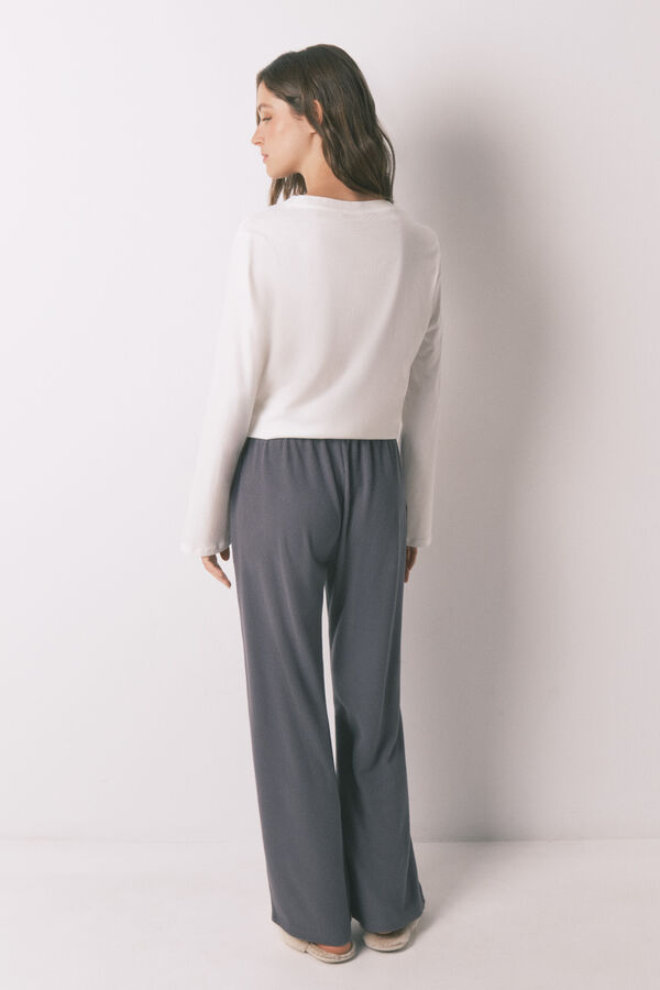 Women'secret Calça de polar cinza texturizada e macia cinzento