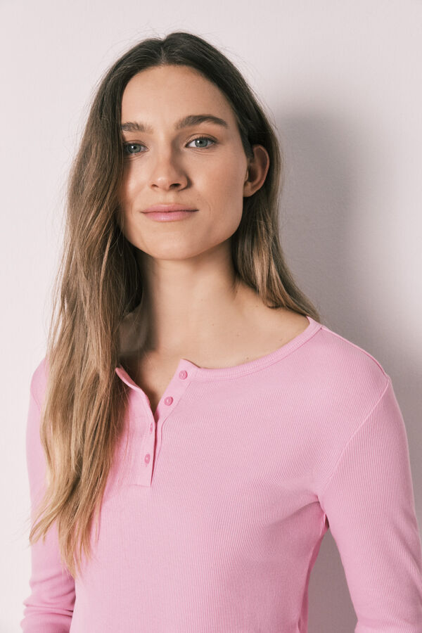 Women'secret Pijama comprido em algod&atilde;o estampado vichy rosa rosa