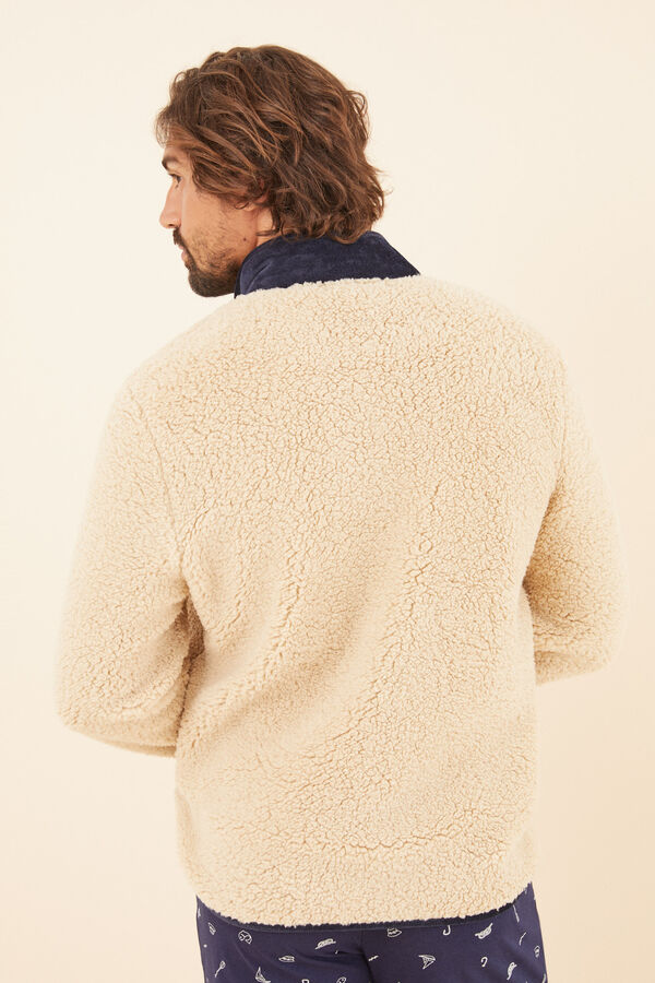 Women'secret Chaqueta hombre borreguito bolsillo marfil