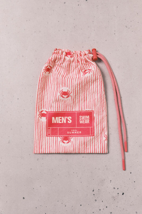 Women'secret Fato de banho de homem estampado riscas e caranguejos borgonha