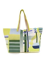 Womensecret Beach bag with green geometric print green