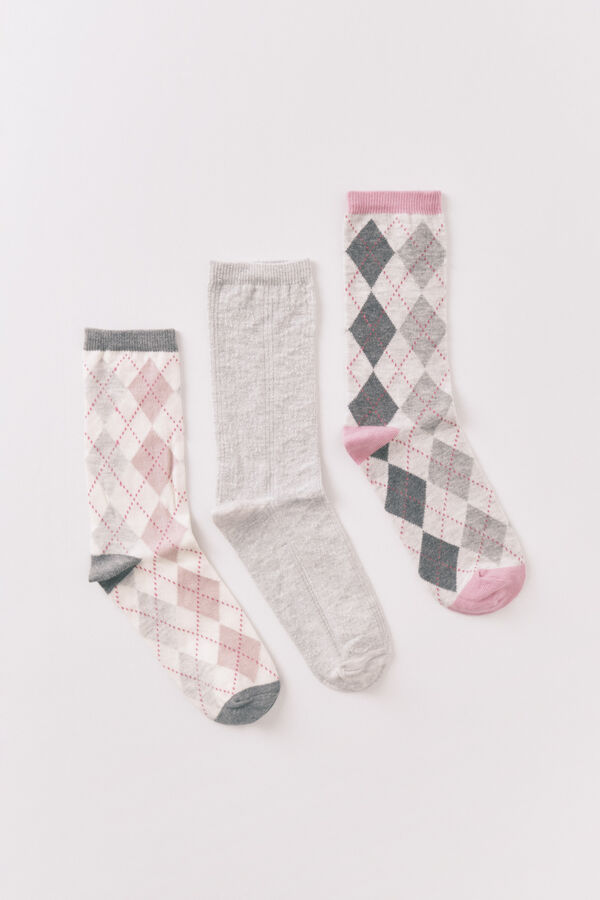Women'secret Pack 3 calcetines largos rombos  estampado