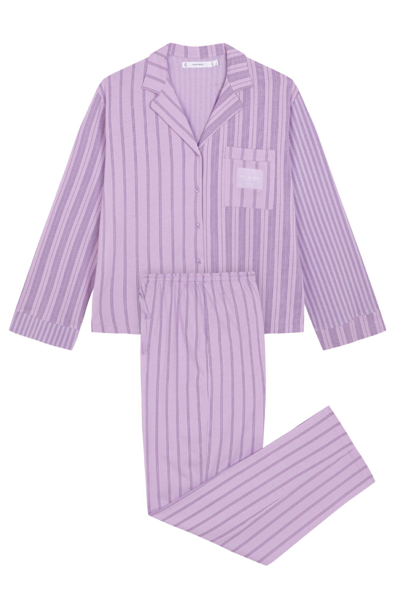 Women'secret Pijama comprido camiseiro de riscas lil&aacute;s