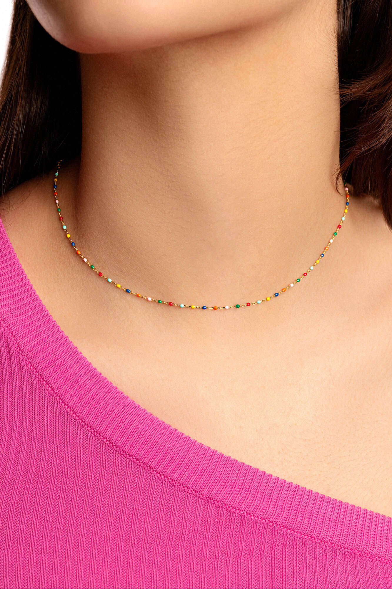 Singularu Collar Dots Colors Enamel Plata Ba&ntilde;o Oro