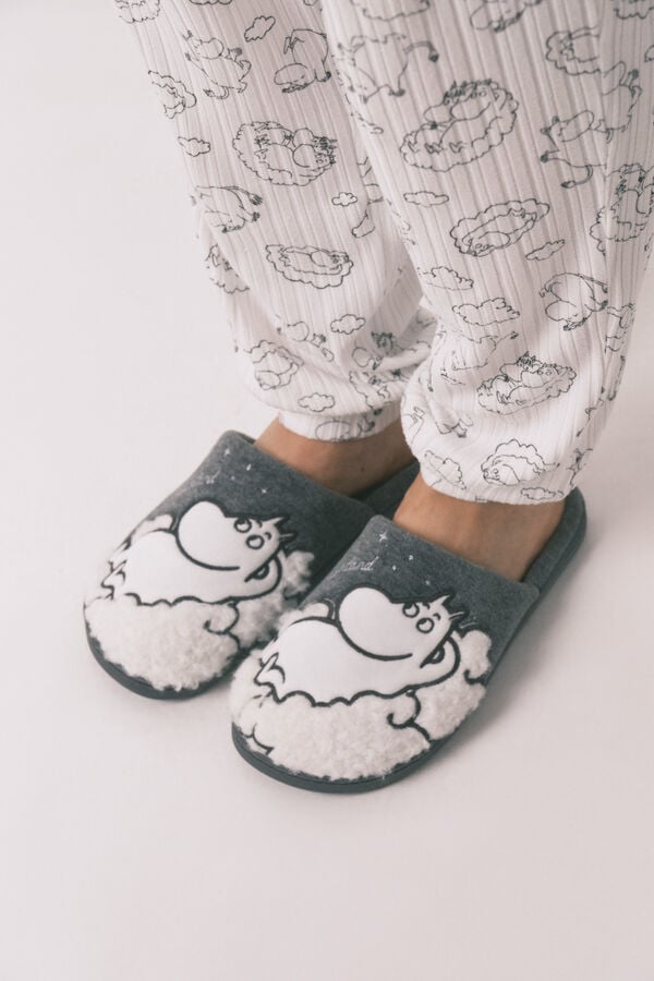 Women'secret Chinelos de quarto de borrego cinza Moomin cinzento