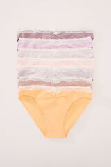 Women'secret Pack 7 bragas clásicas algodón mix colores encaje blanco