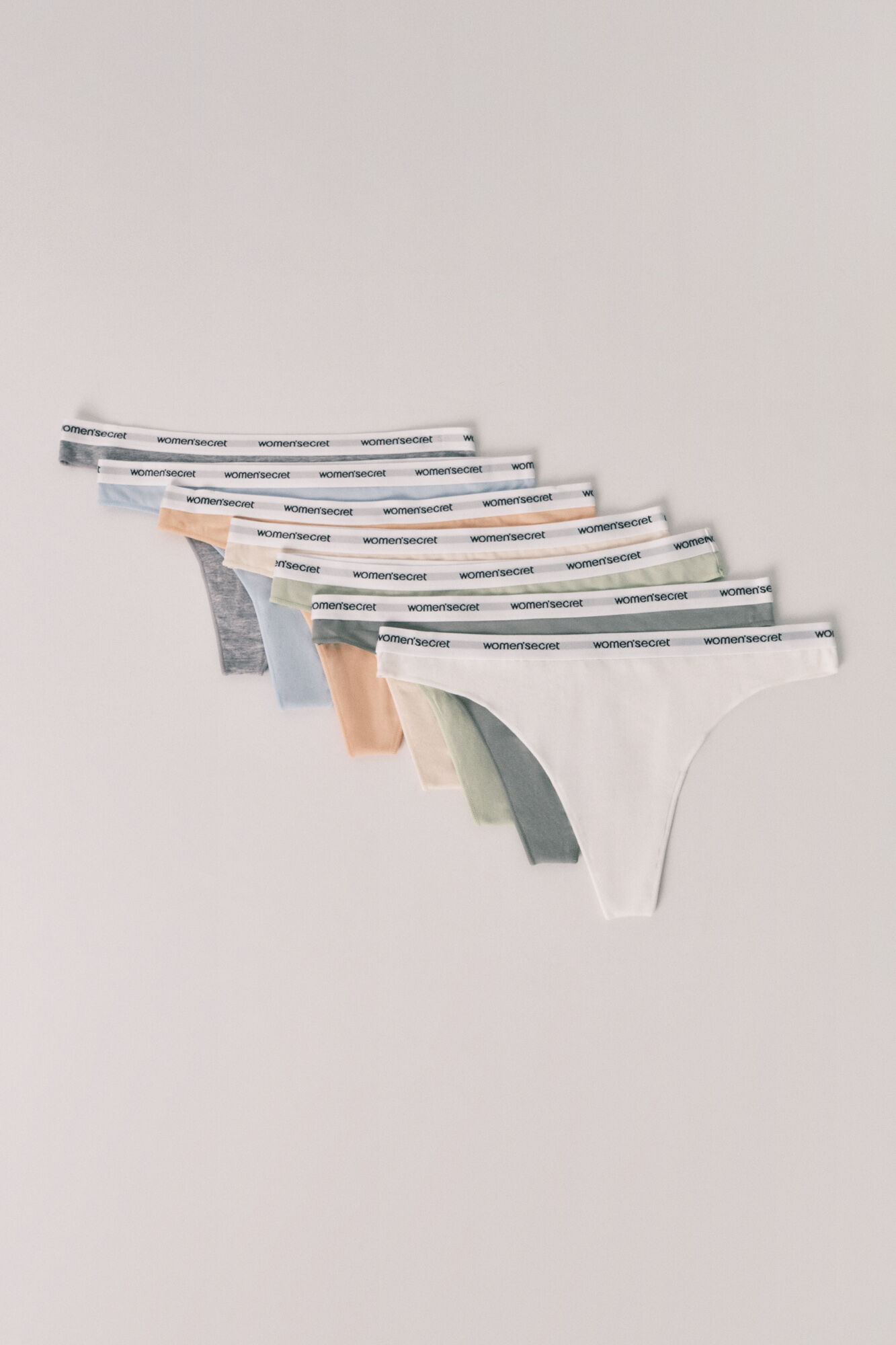 Women'secret Pack 7 tangas em algod&atilde;o lisas logo