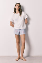 Women'secret Pijama curto em algod&atilde;o Family Collection azul