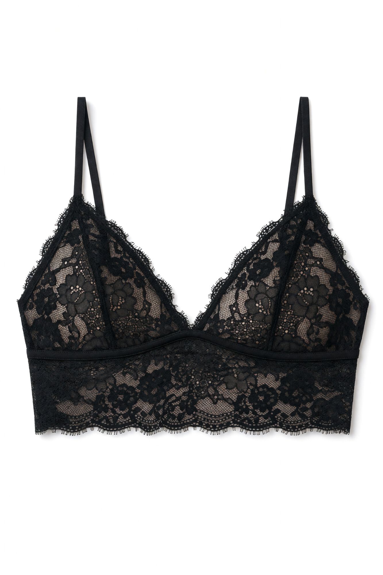 Women'secret Sujetador bralette triangular encaje negro