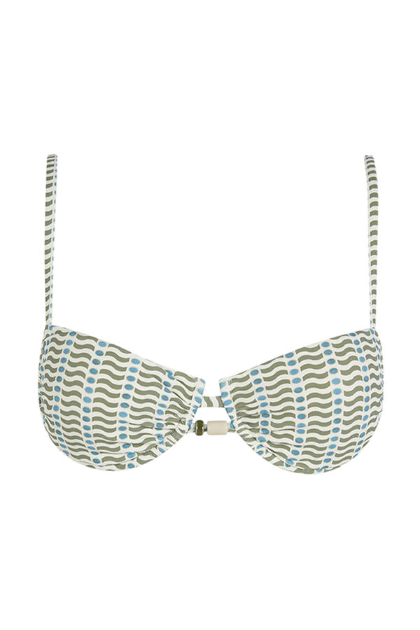Women'secret Top biquíni balconette com estampado geométrica verde