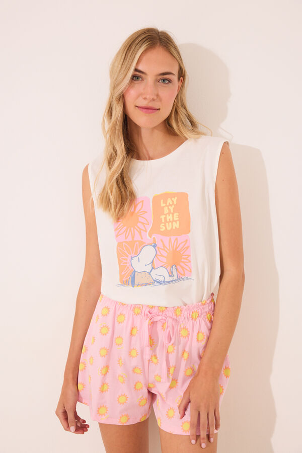 Women'secret Pijama curto com sola Snoopy  bege