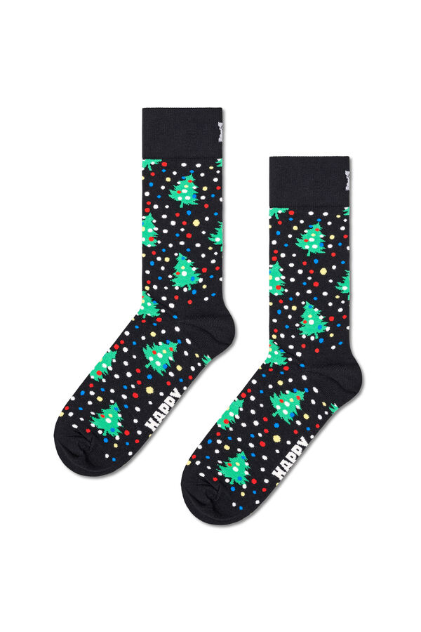 Happy Socks Pacote de 2 meias para árvore de Natal preto