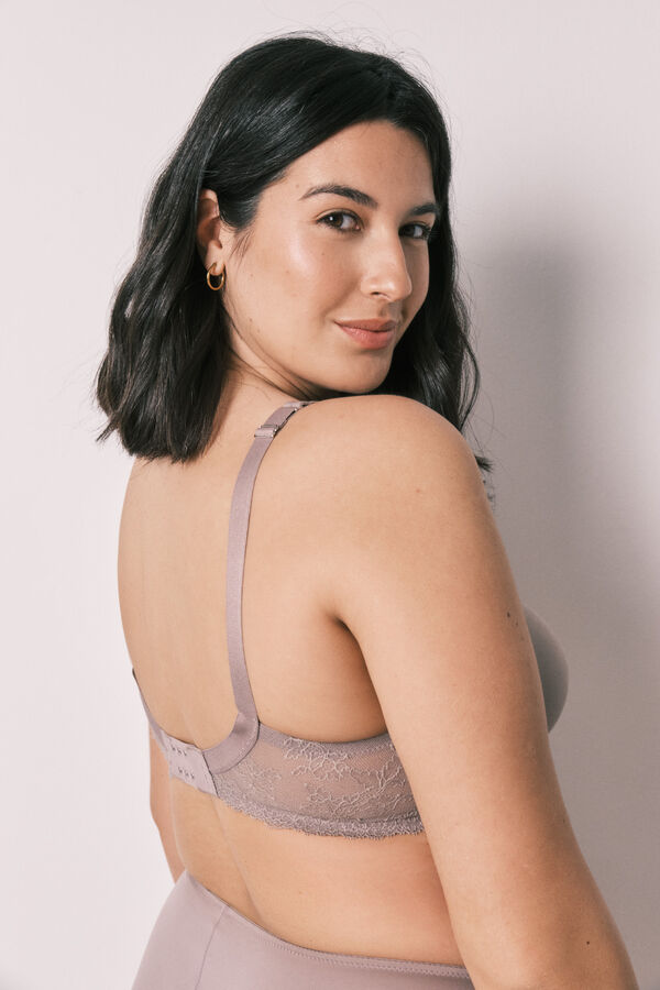 Women'secret Soutien redutor em microfibra e renda bege REAL vison