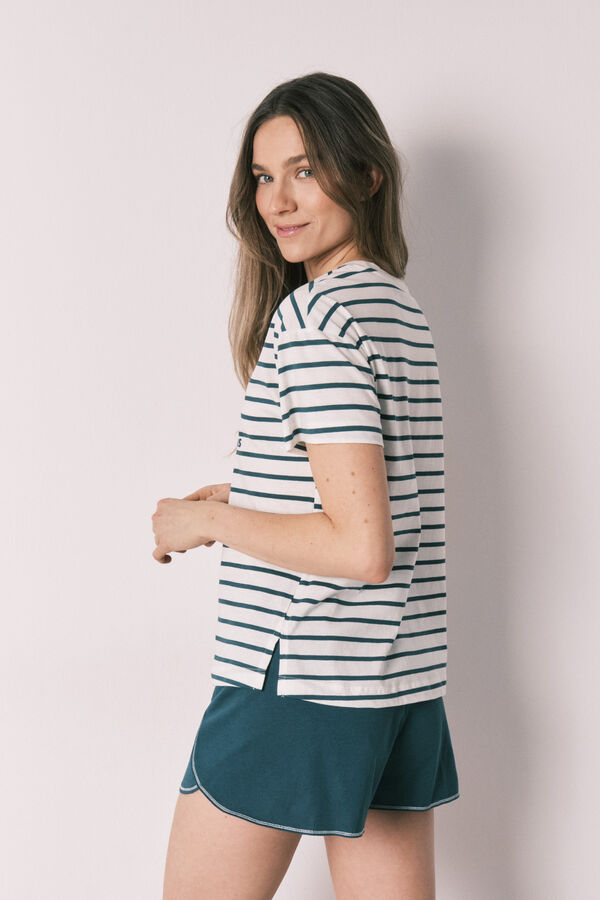 Women'secret Pijama curto Hello Kitty &agrave;s riscas branco