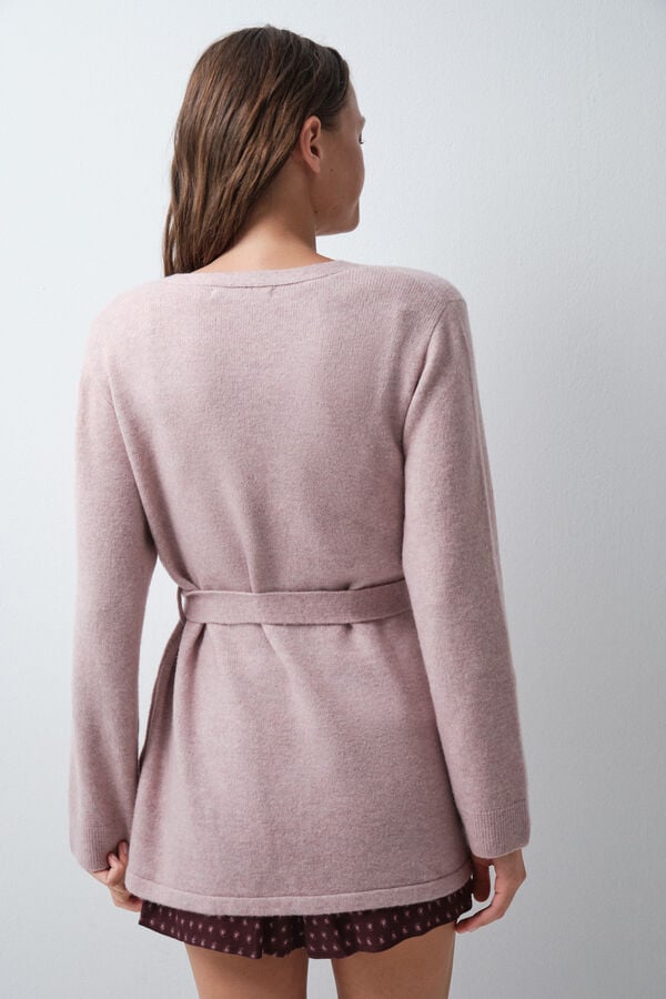 Women'secret Robe curta casaco de malha rosa rosa