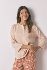 Women'secret T-shirt laranja 100% algodão com manga ¾ vermelho