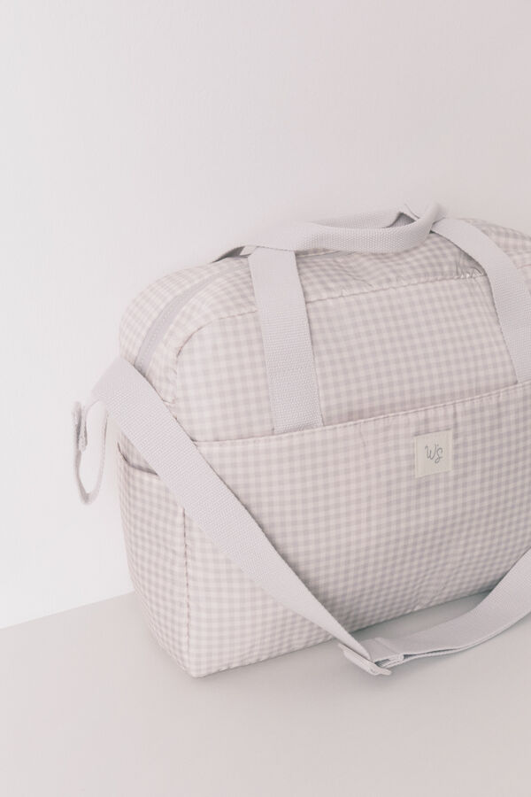 Women'secret Mala grande para maternity com estampa xadrez xadrez cinza escuro cinzento