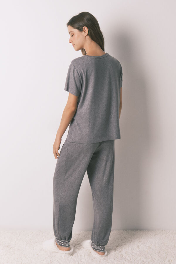 Women'secret Pijama comprido de manga curta Mickey cinzento