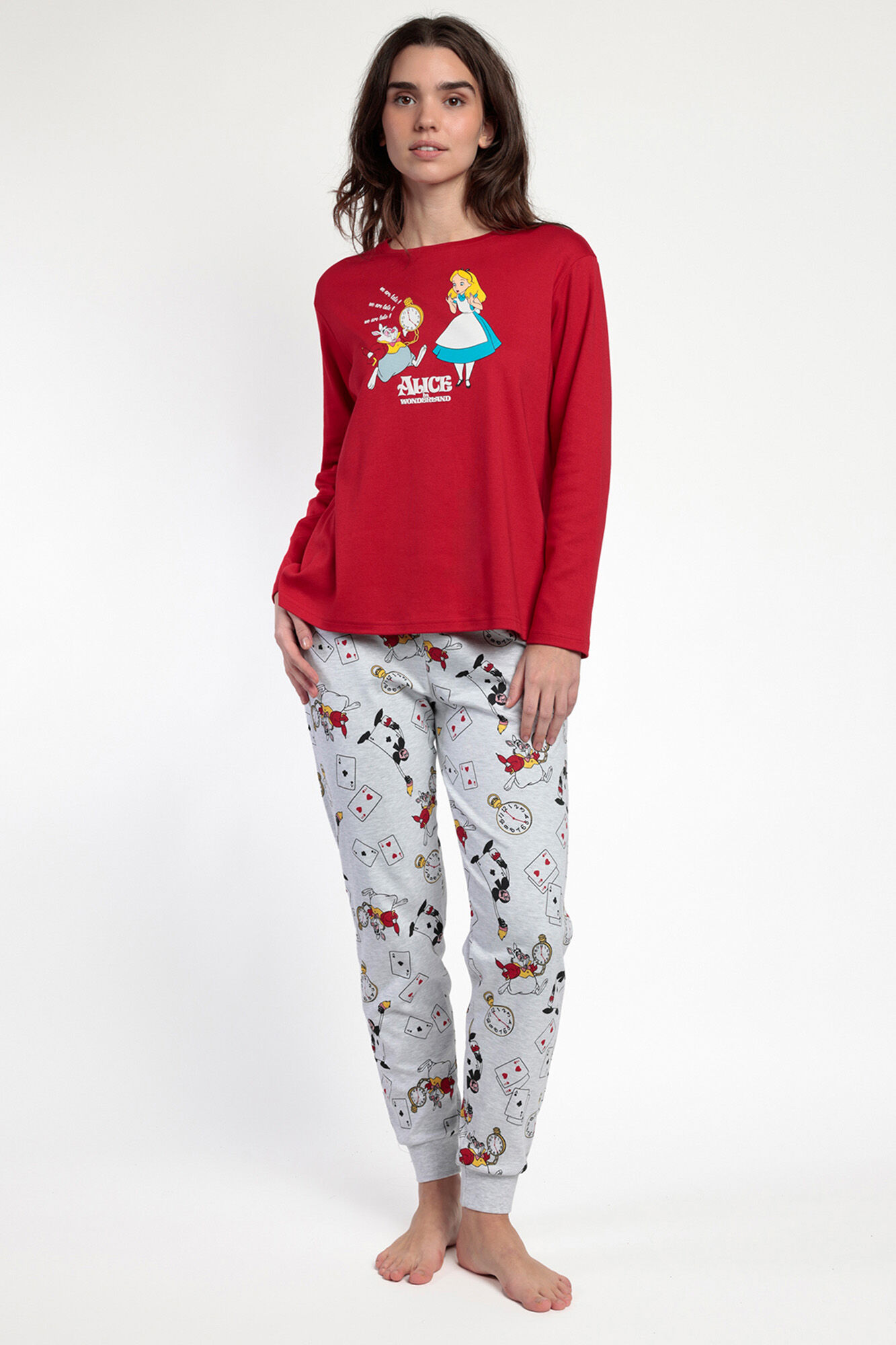 Admas Pijama comprido estampado Alicia Wonderland mulher