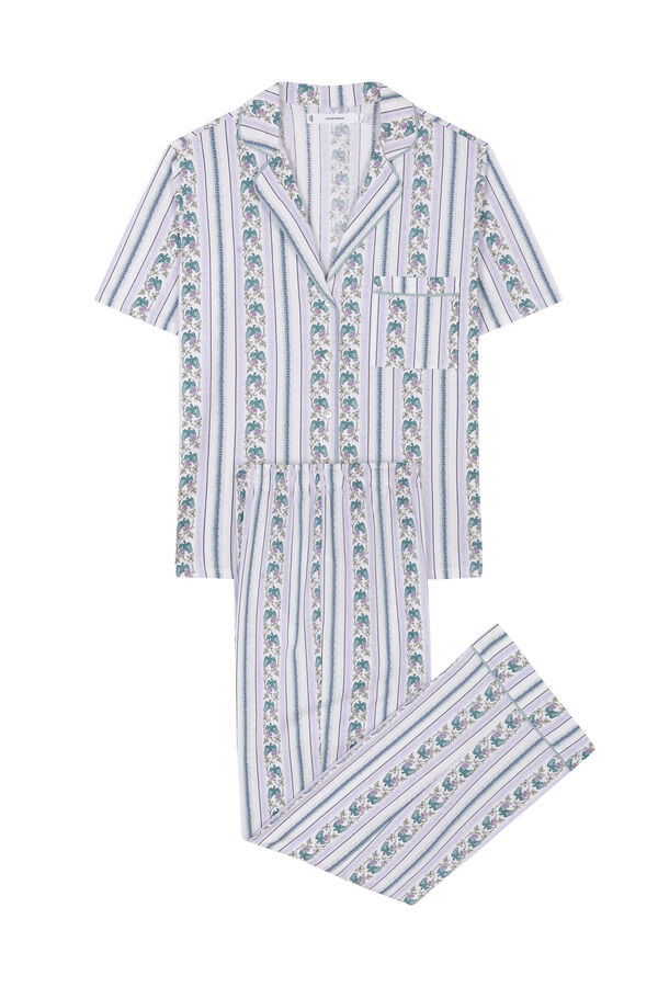 Women'secret Pijama camiseiro capri riscas 100% algodão bege