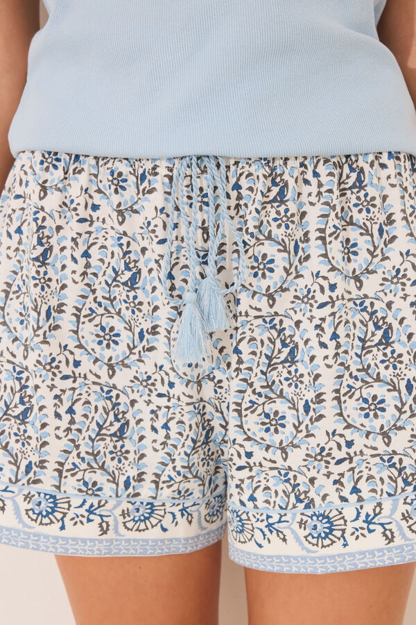 Women'secret Pijama curto com alças em algodão paisley azul azul