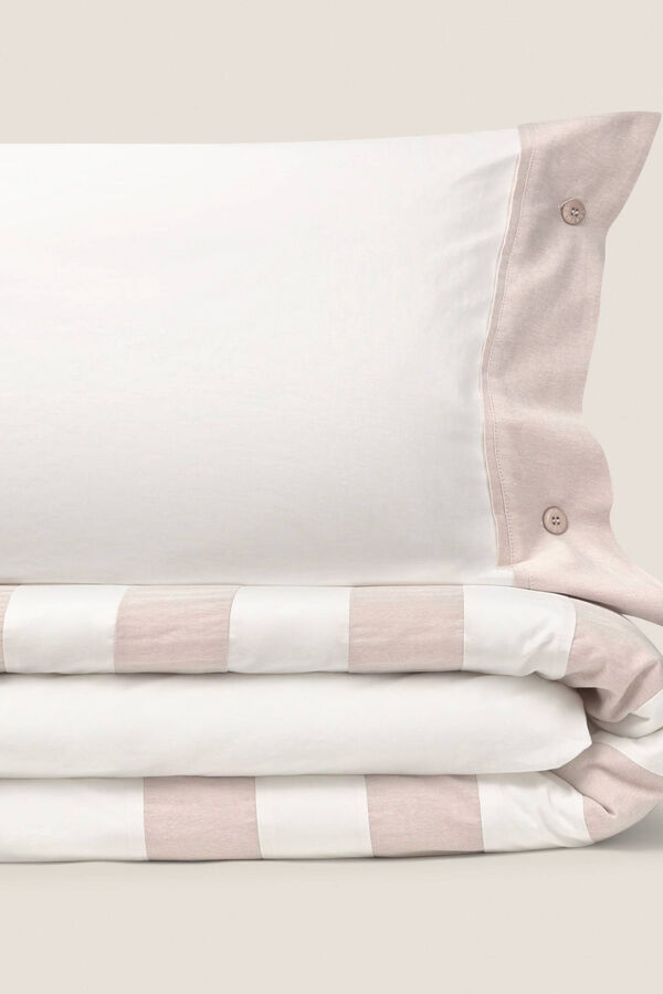 Womensecret Funda nórdica algodón percal combinación tejidos. Cama 135-140cm. blanco
