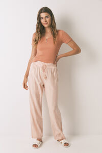 Women'secret Calça comprida de calça riscas laranja