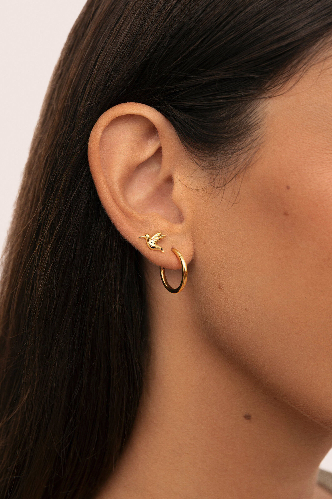 Singularu Pendiente Suelto Colibri Ba&ntilde;o Oro