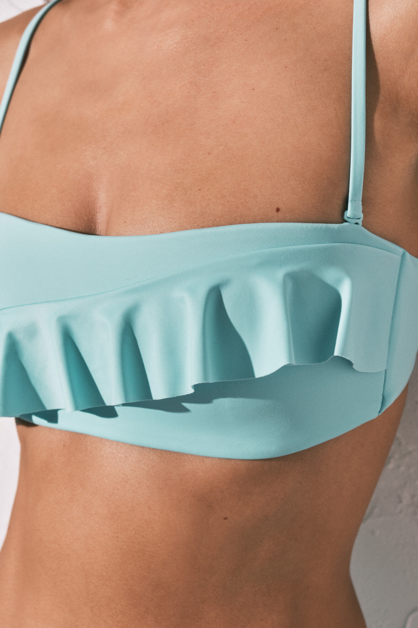 Women'secret Top biqu&iacute;ni bandeau com folhos e enchimento azul