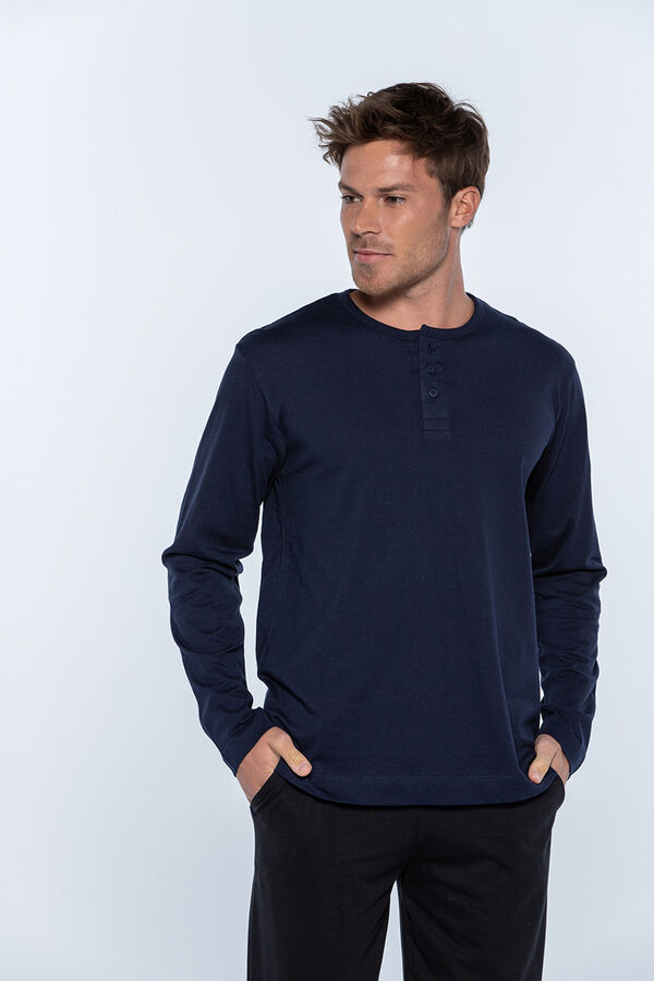 Punto Blanco Camiseta masculina de manga comprida azul